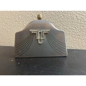 Pretty Vintage Volupte Metal Clutch Purse w/ Rhinestones-Compact-Mirror